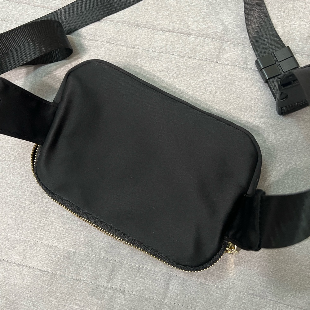 Black Crossbody Sling Bag with Gold Zippers - Picture 5 of 5